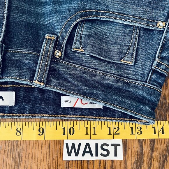 VIGOSS Womens Denim Jeans Size 28 High Rise Flare Leg Stretch Dark Wash Blue NWT - Picture 9 of 12